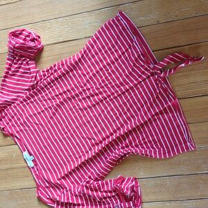 ❤️Jones New York Red & White Stripe Top T-Shirt with Tie Bottom